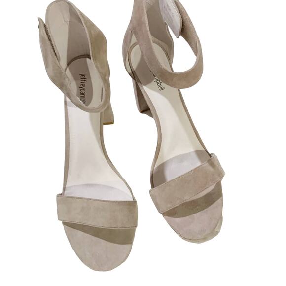 Jeffrey Campbell Lindsay Suede Block Heel Sandal NEW Taupe Size 12 - Picture 3 of 8